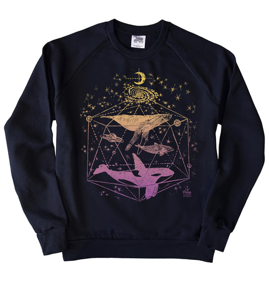 Galactic Whales in Full Colour Organic Cotton Unisex Sweatshirt