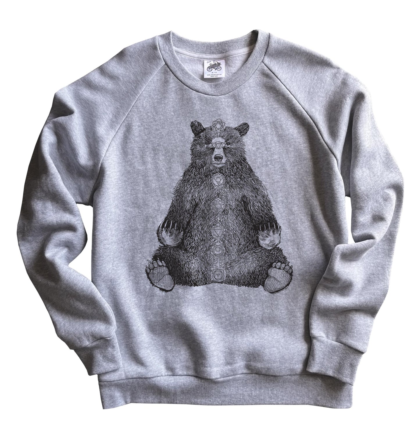 Kundalini Bear in Black Ink Organic Cotton Unisex Sweatshirt