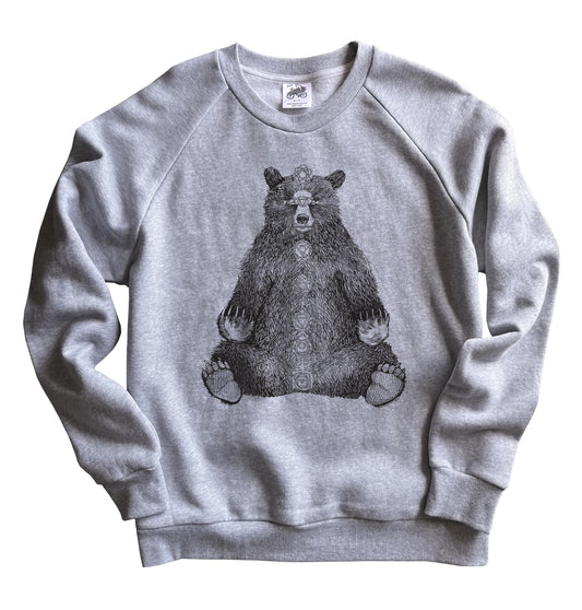 Kundalini Bear in Black Ink Organic Cotton Unisex Sweatshirt