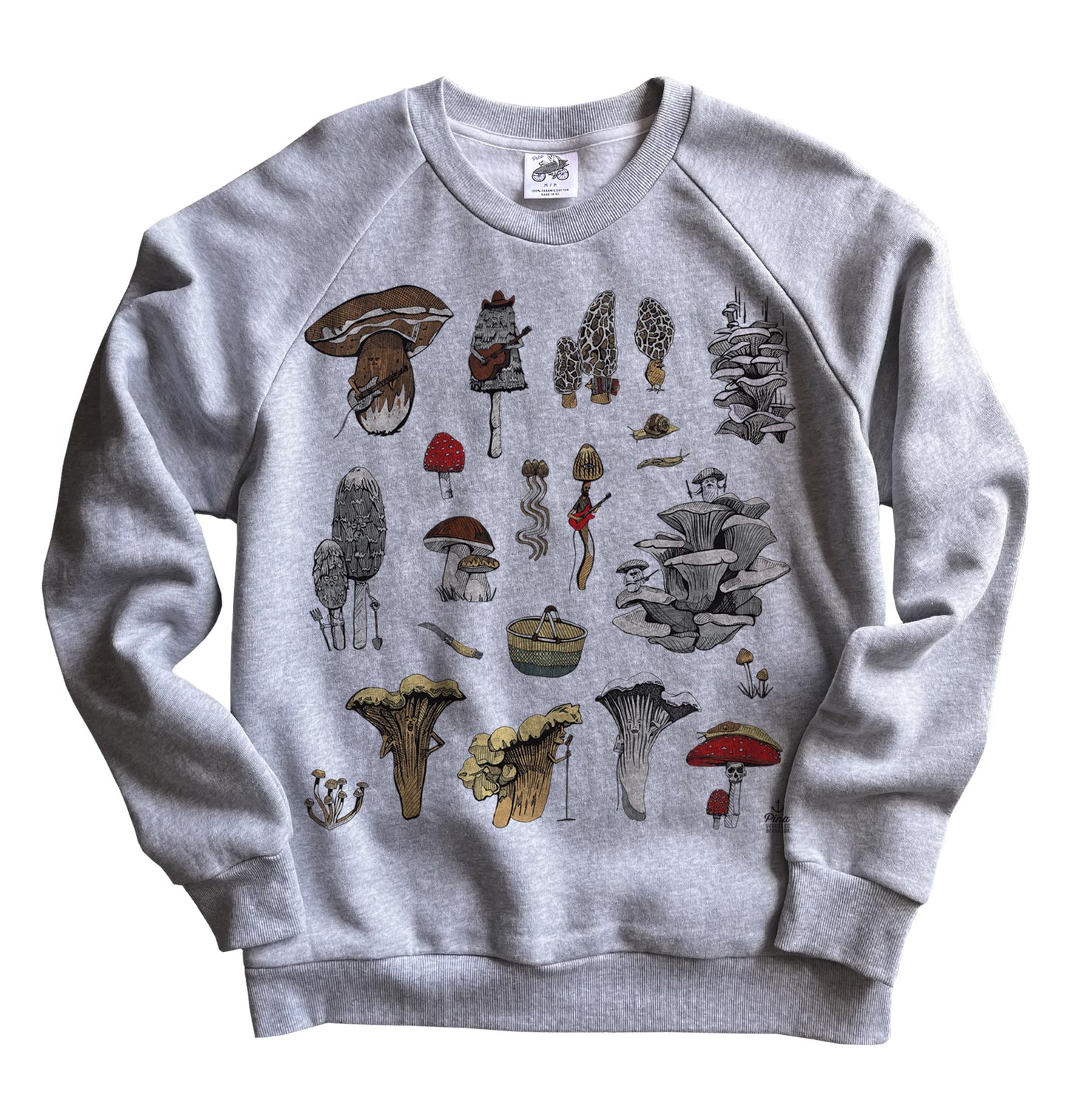 PNW Mushrooms in Full Colour Organic Cotton Unisex Sweatshirt