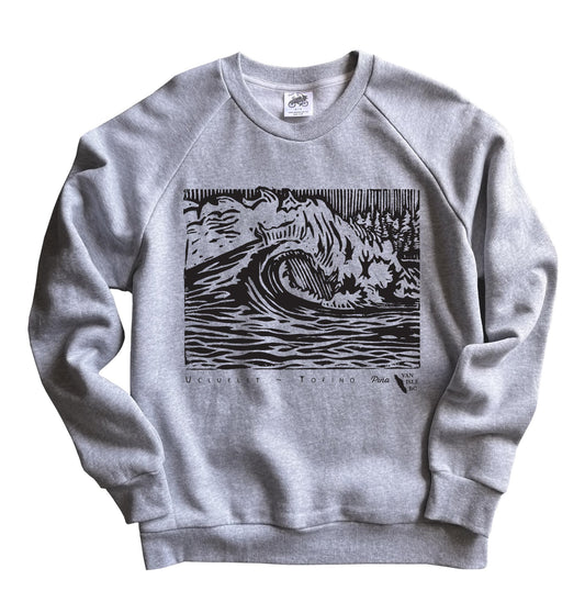 PNW Wave in Black Ink Organic Cotton Unisex Sweatshirt