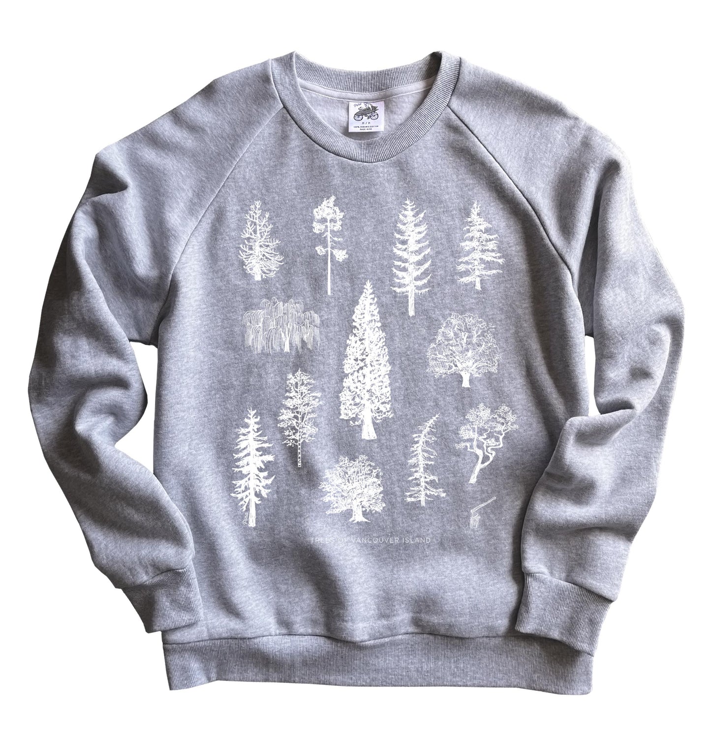 Tree Species in White Ink Organic Cotton Unisex Sweatshirt