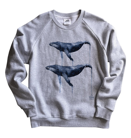 Watercolour Humpback Whales Organic Cotton Unisex Sweatshirt