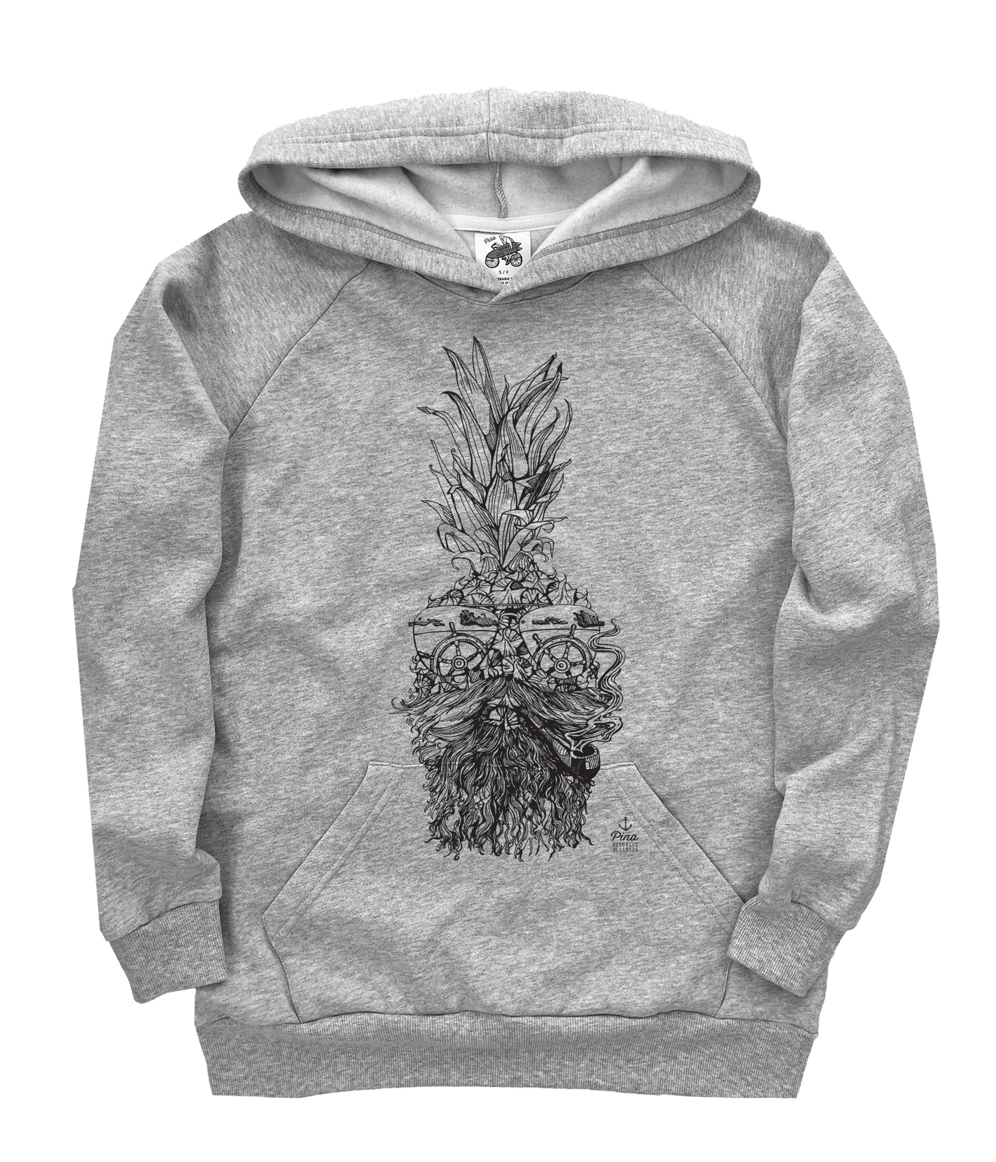 Captain Piña in Black Ink Organic Cotton Unisex Pullover Hoodie