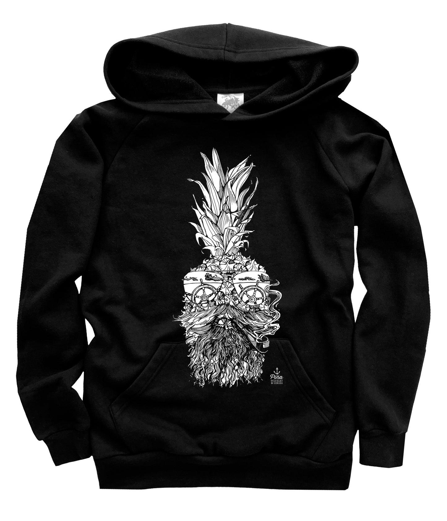 Captain Piña in White Ink Organic Cotton Unisex Pullover Hoodie