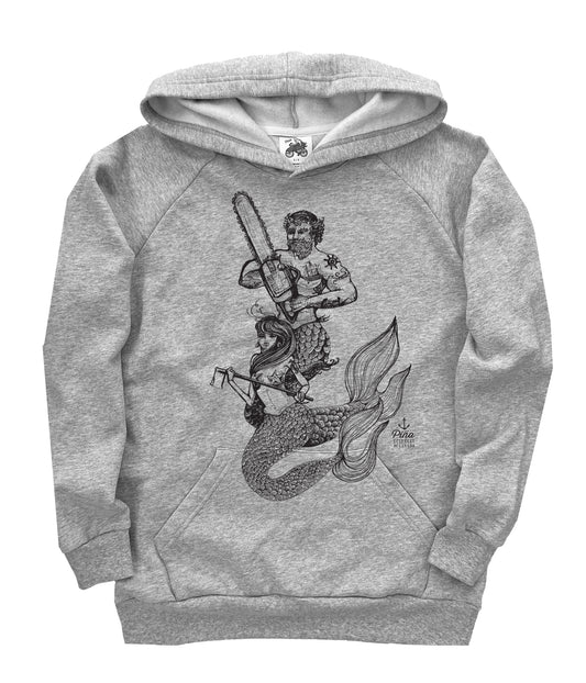 Chainsaw Mercouple in Black Ink Organic Cotton Unisex Pullover Hoodie