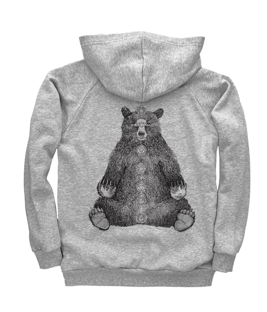 Kundalini Bear in Black Ink Organic Cotton Unisex Pullover Hoodie