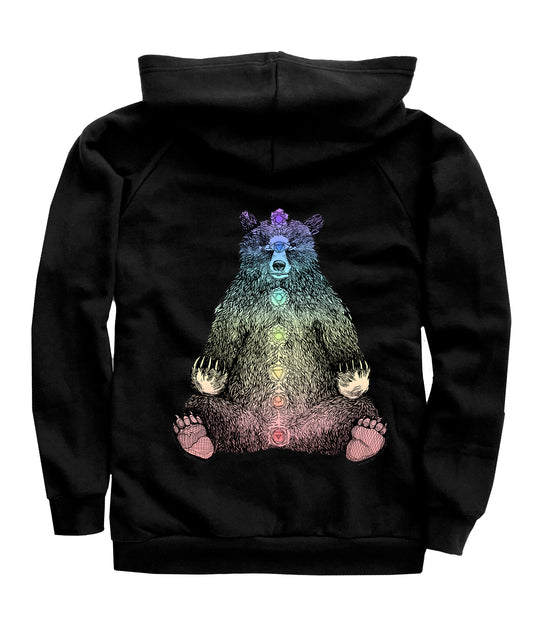 Kundalini Bear in Full Colour Organic Cotton Unisex Pullover Hoodie