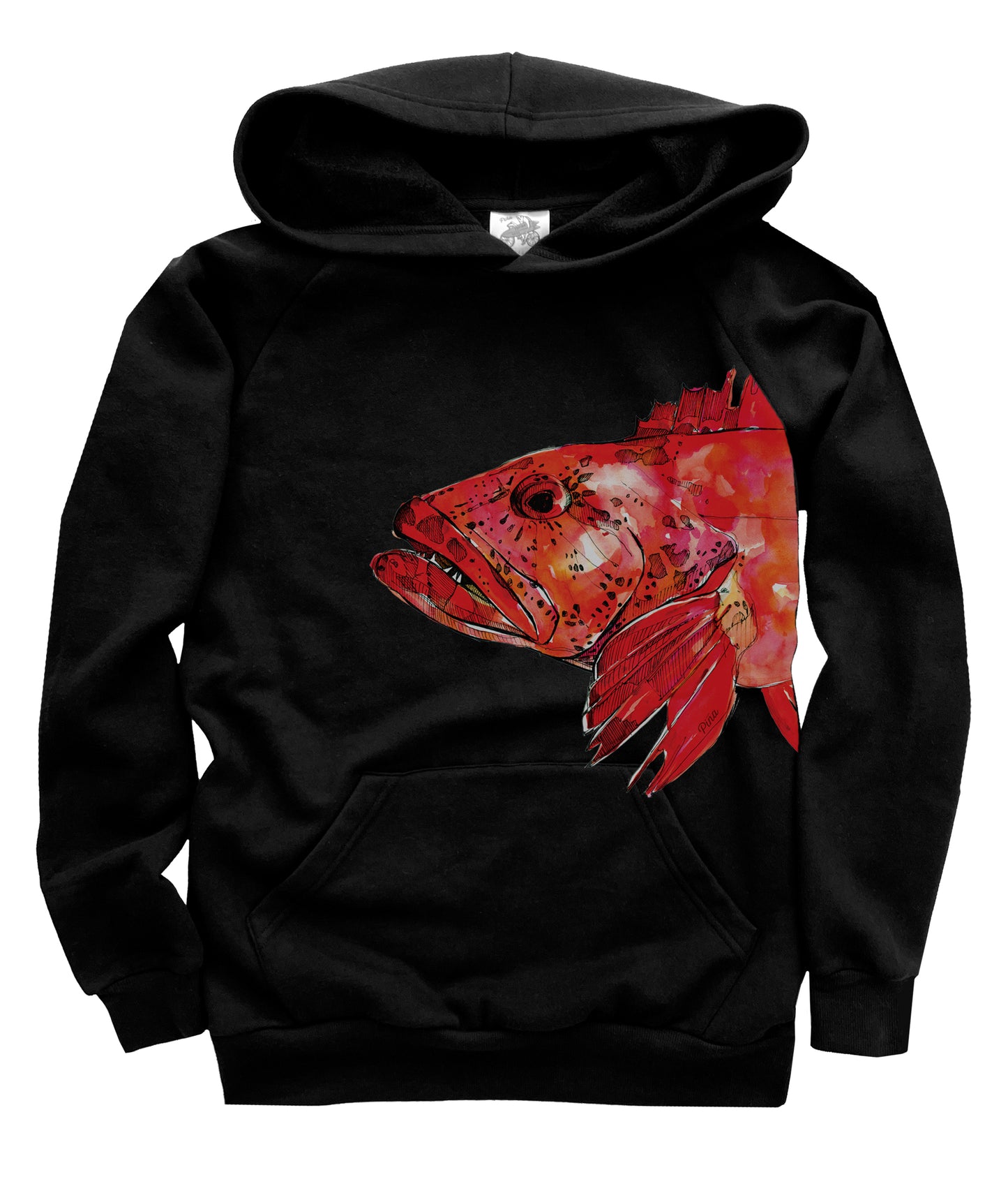 Lingcod in Full Colour Organic Cotton Unisex Pullover Hoodie