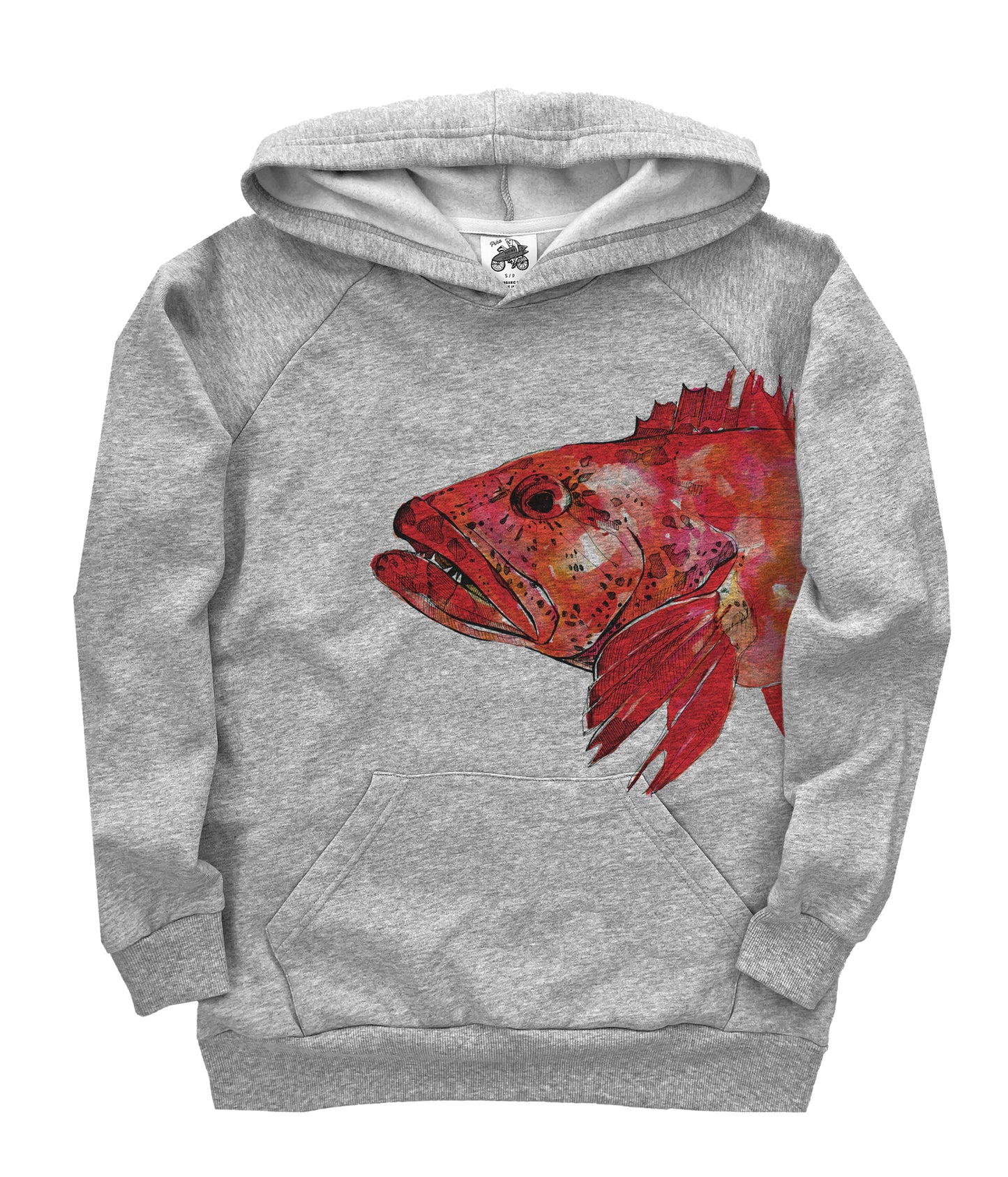 Lingcod in Full Colour Organic Cotton Unisex Pullover Hoodie