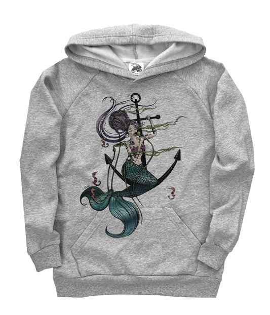 Mermaid Singing in Full Colour Organic Cotton Unisex Pullover Hoodie