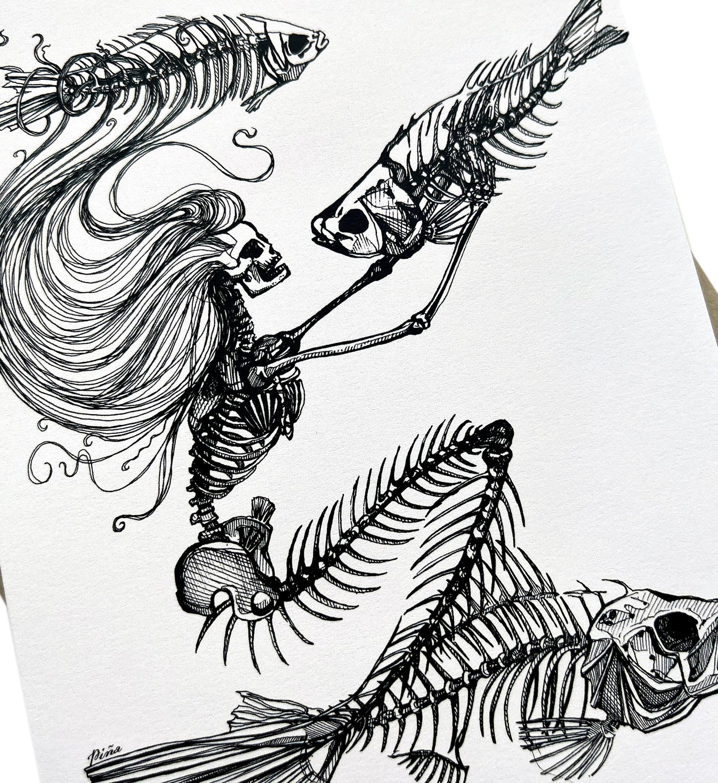 Skeleton Mermaid Greeting Card