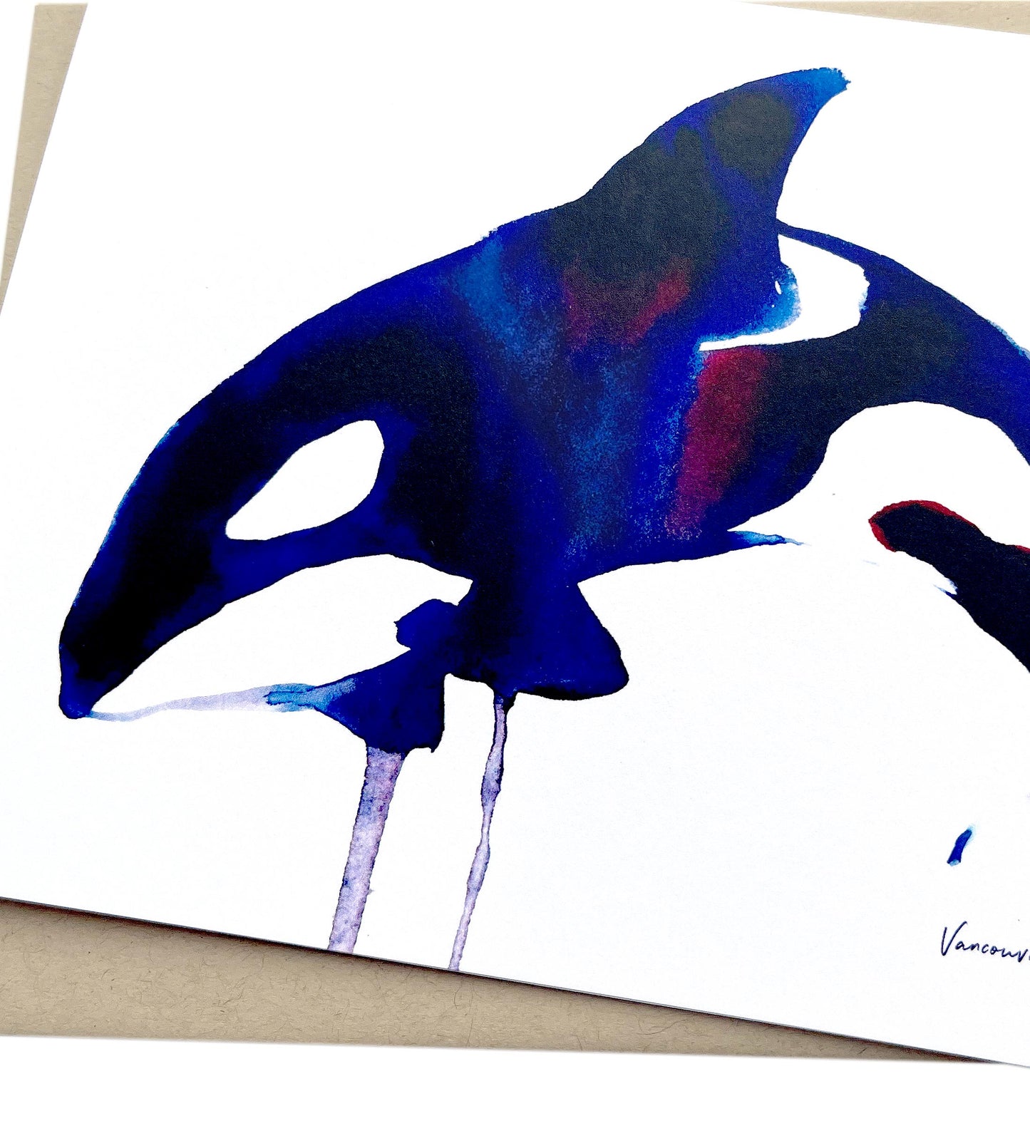 Watercolour Orca Greeting Card