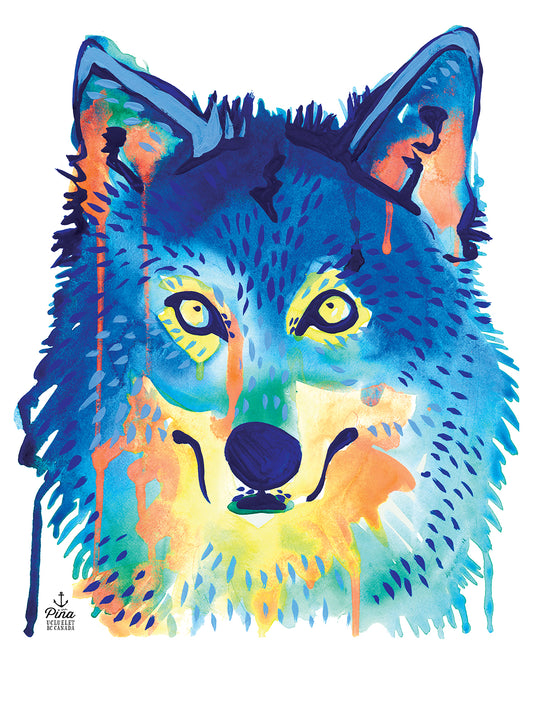 Watercolour Wolf Face