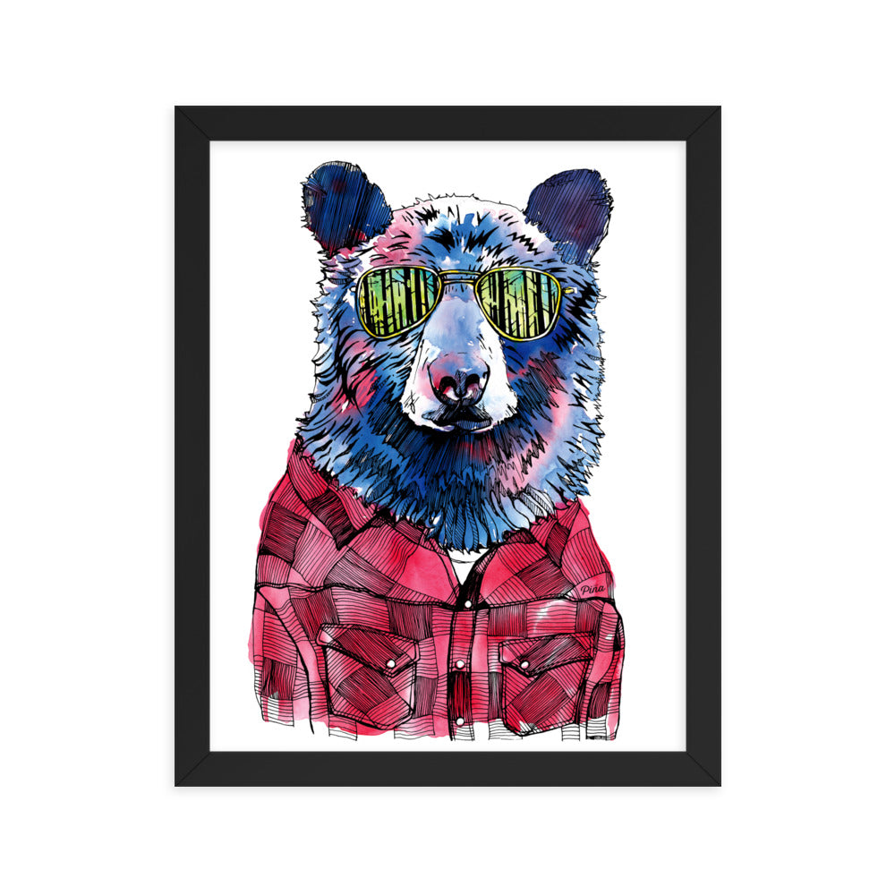 Hipster Bear Framed Print