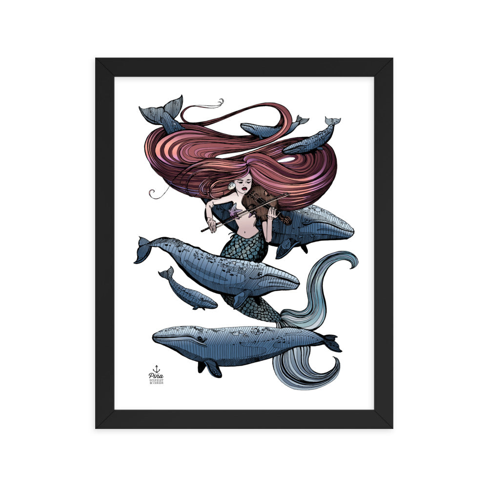 Mermaid Fiddling Colour Framed Print