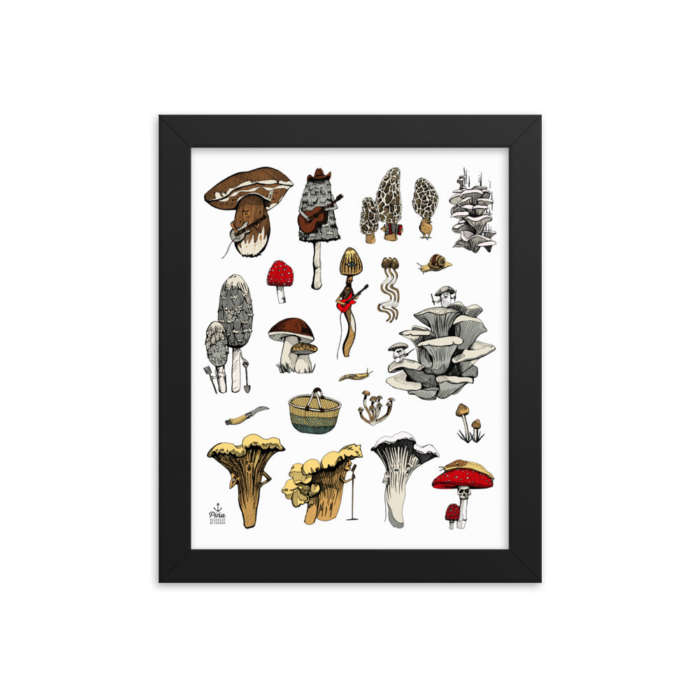 PNW Mushrooms Colour Framed Print
