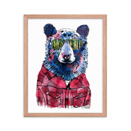 Hipster Bear Framed Print