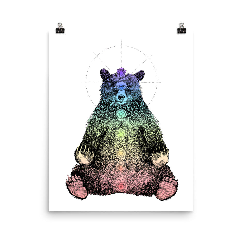 Kundalini Bear Rainbow Gradient Matte Poster
