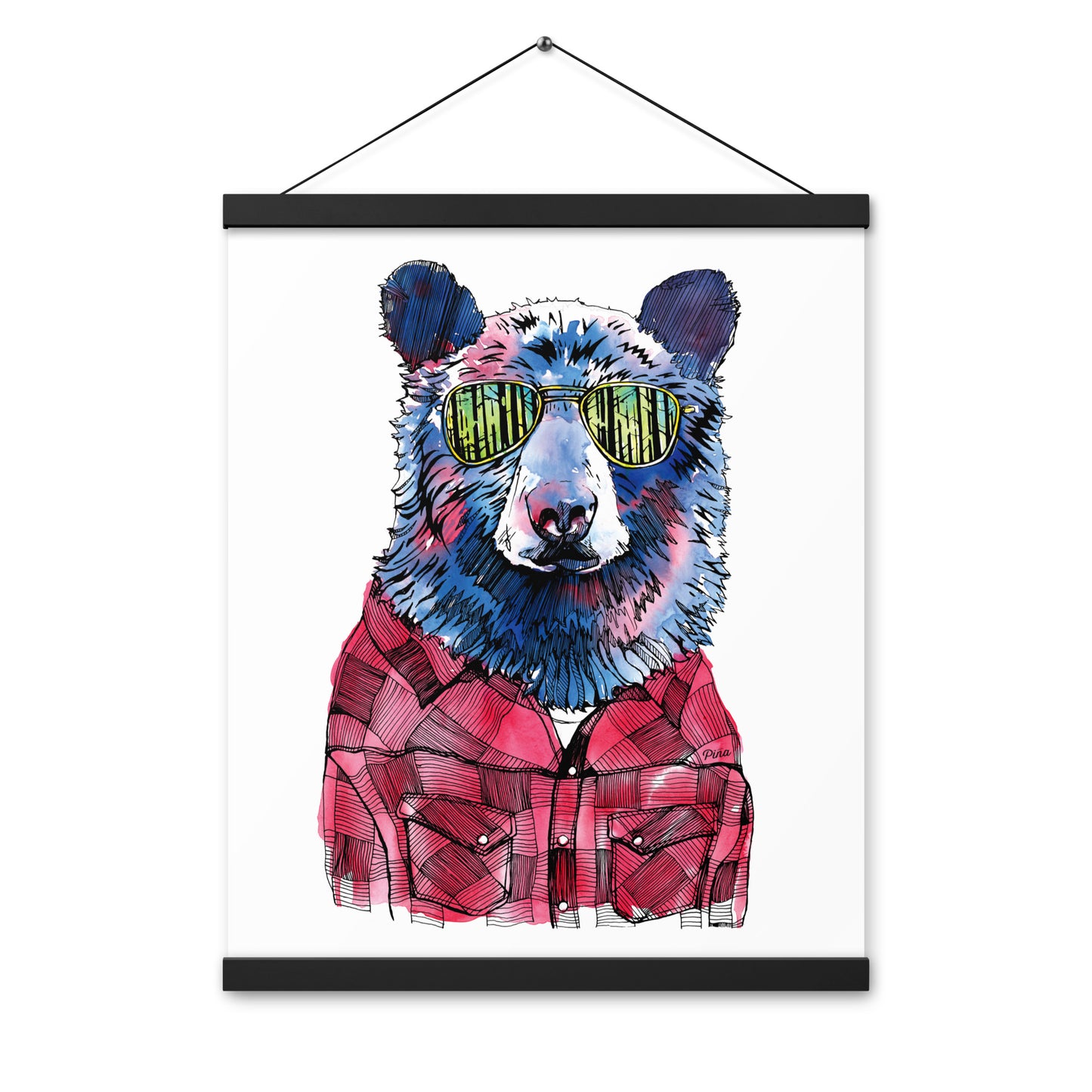 Hipster Bear Poster With Hangers