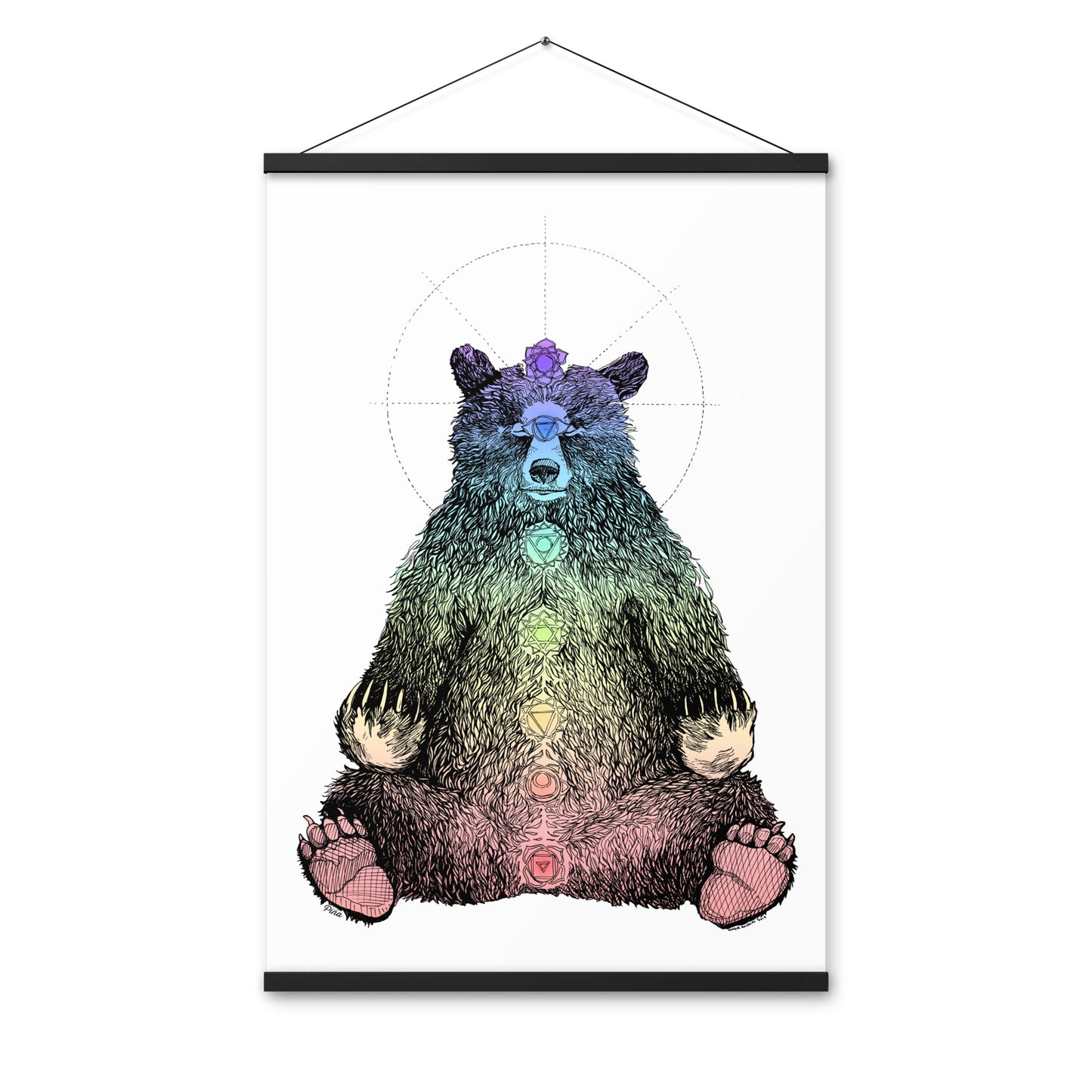 Kundalini Bear Rainbow Gradient Poster With Hangers