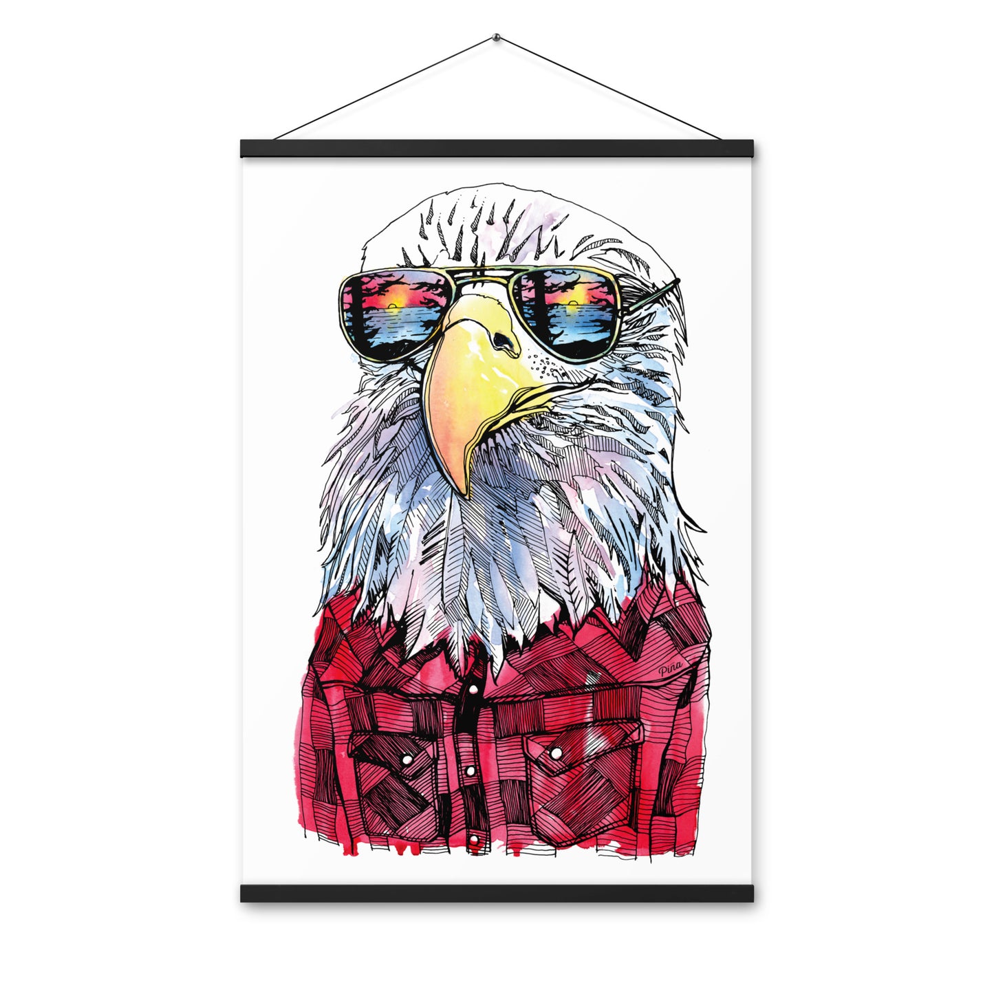 Hipster Eagle Poster With Hangers