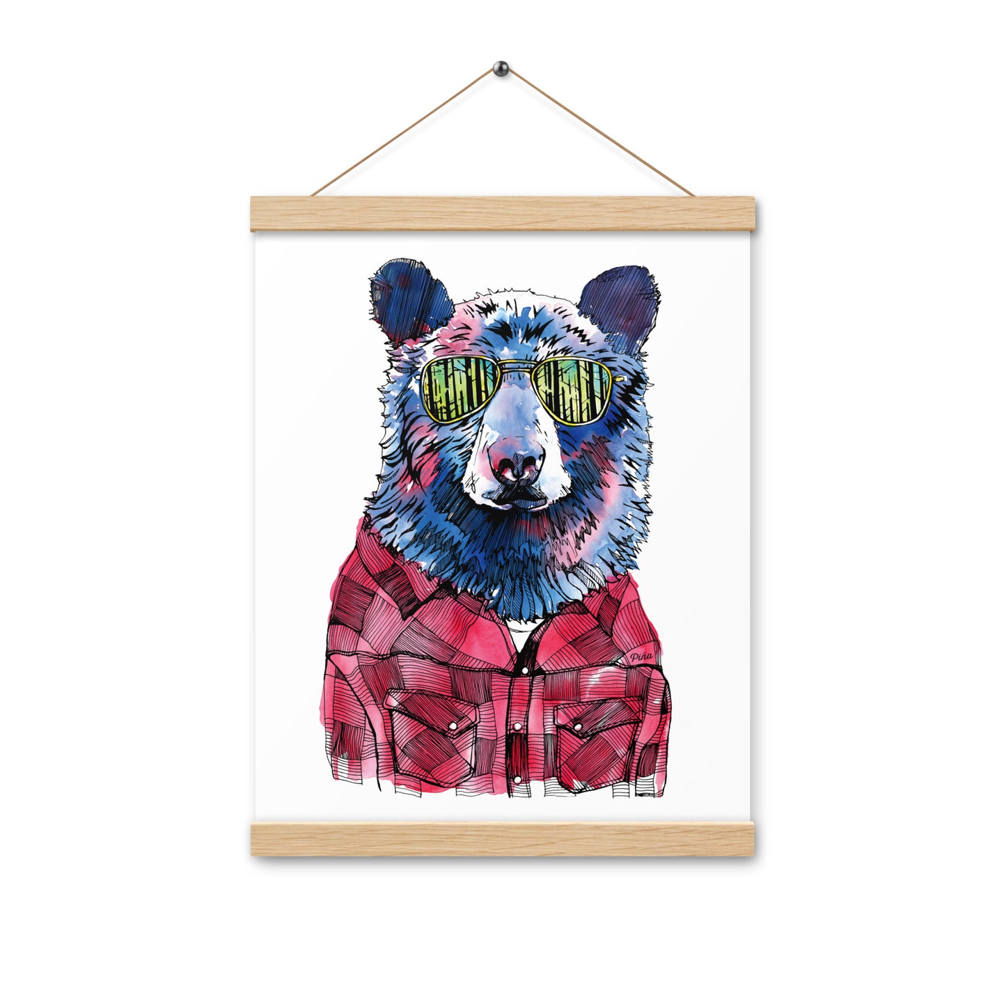 Hipster Bear Poster With Hangers