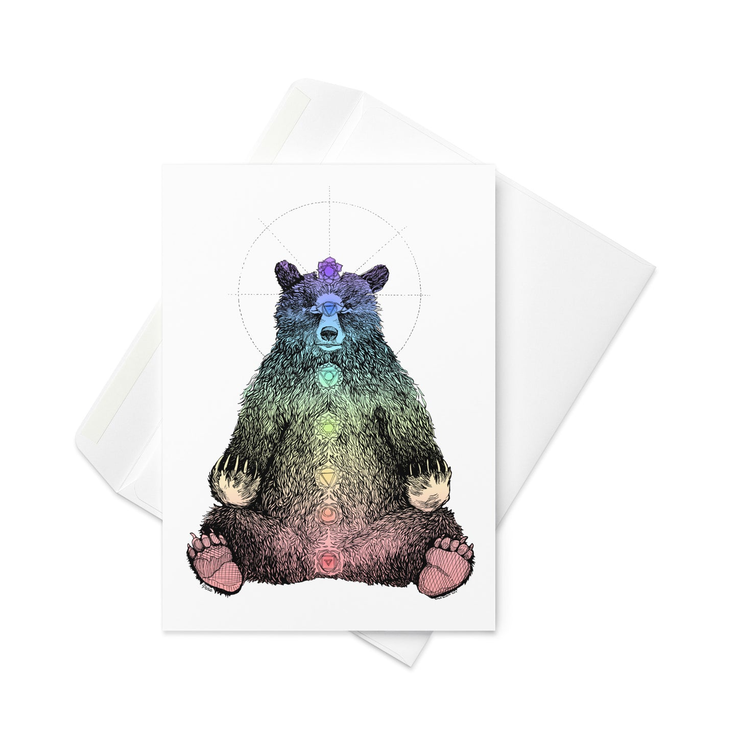 Kundalini Bear Rainbow Gradient Greeting Card