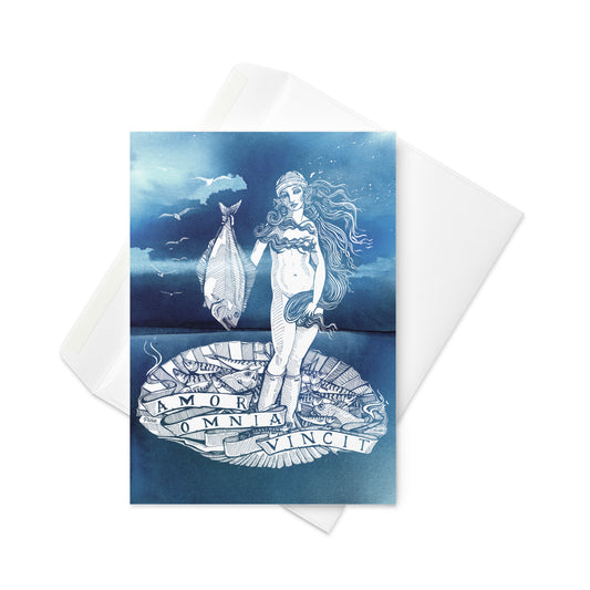The Birth of Venus on Watercolour Greeting Card