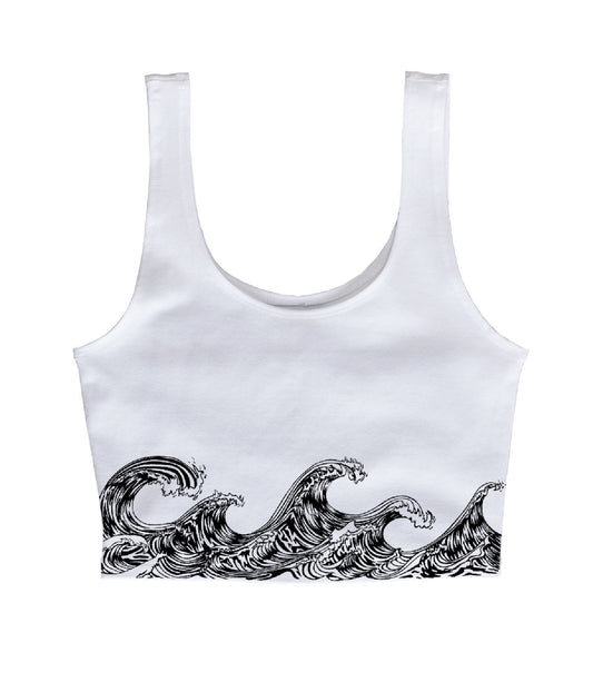 Doodle Wave in Black Crop Tank