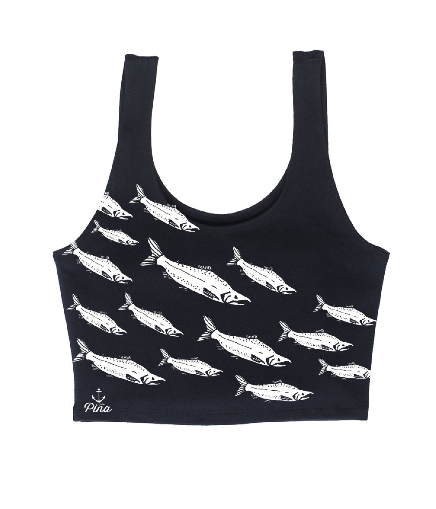 Salmon School in White Crop Tank