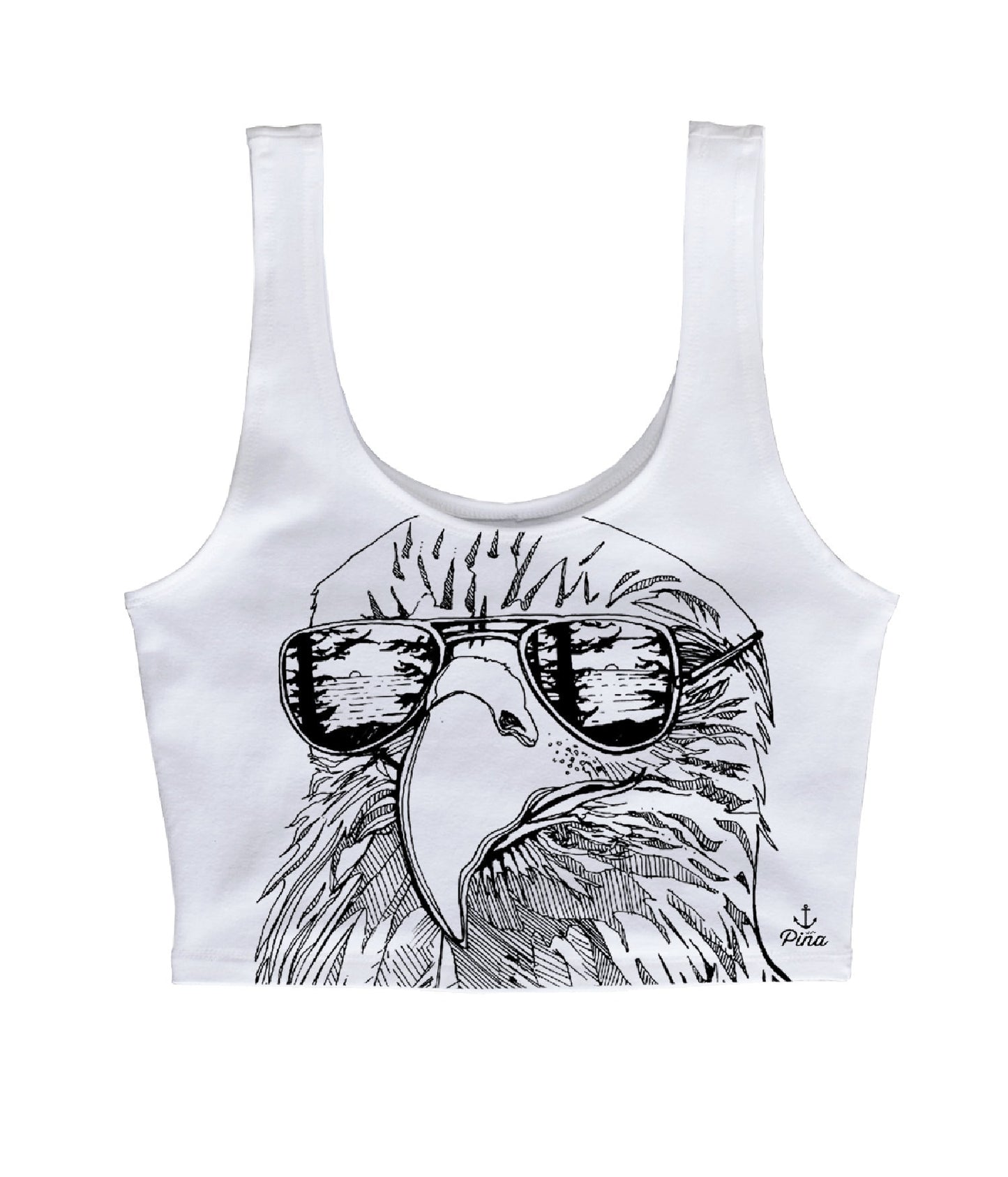 Hipster Eagle in Black Crop Tank