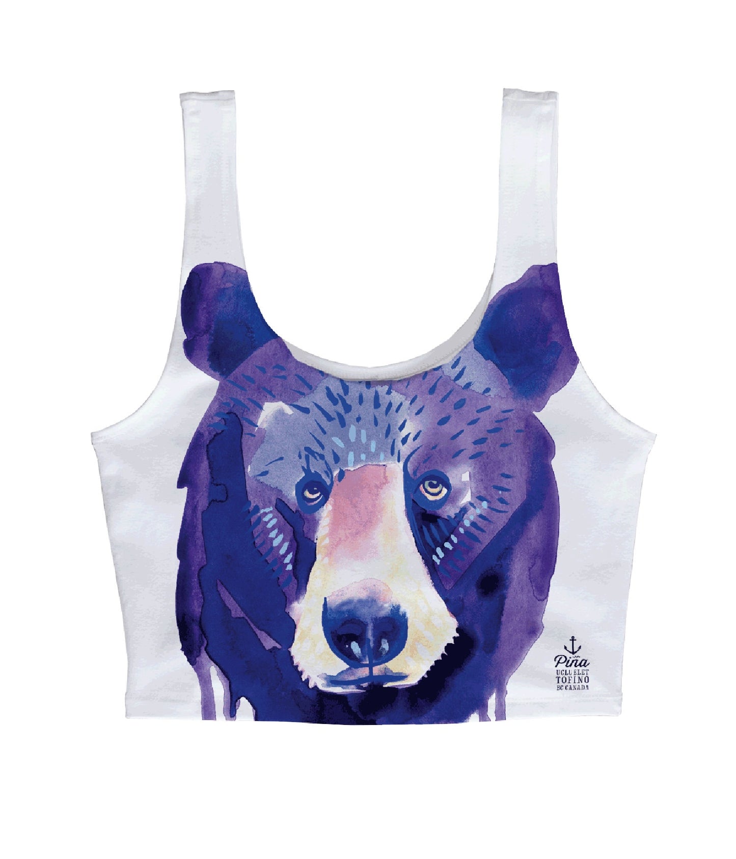 Watercolor Bear Face in Colour Crop Tank