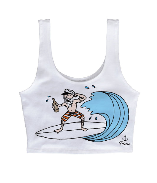 Surfer Captain in Colour Crop Tank