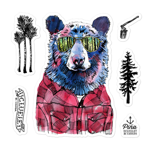 Hipster Bear Sticker
