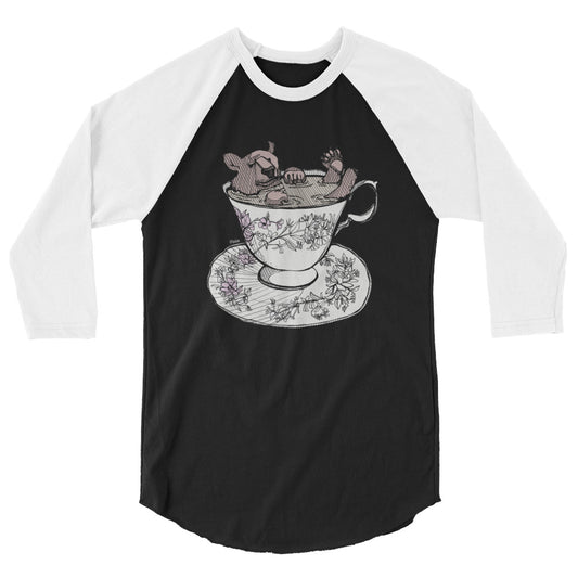 Bear in Teacup 3/4 Sleeve Raglan Shirt