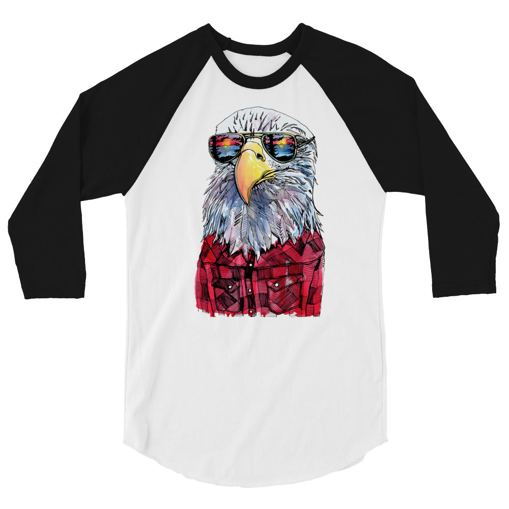 Hipster Eagle 3/4 Sleeve Baseball Shirt