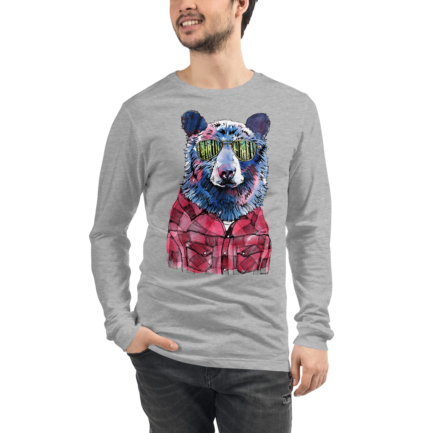 Hipster Bear Unisex Long Sleeve Shirt
