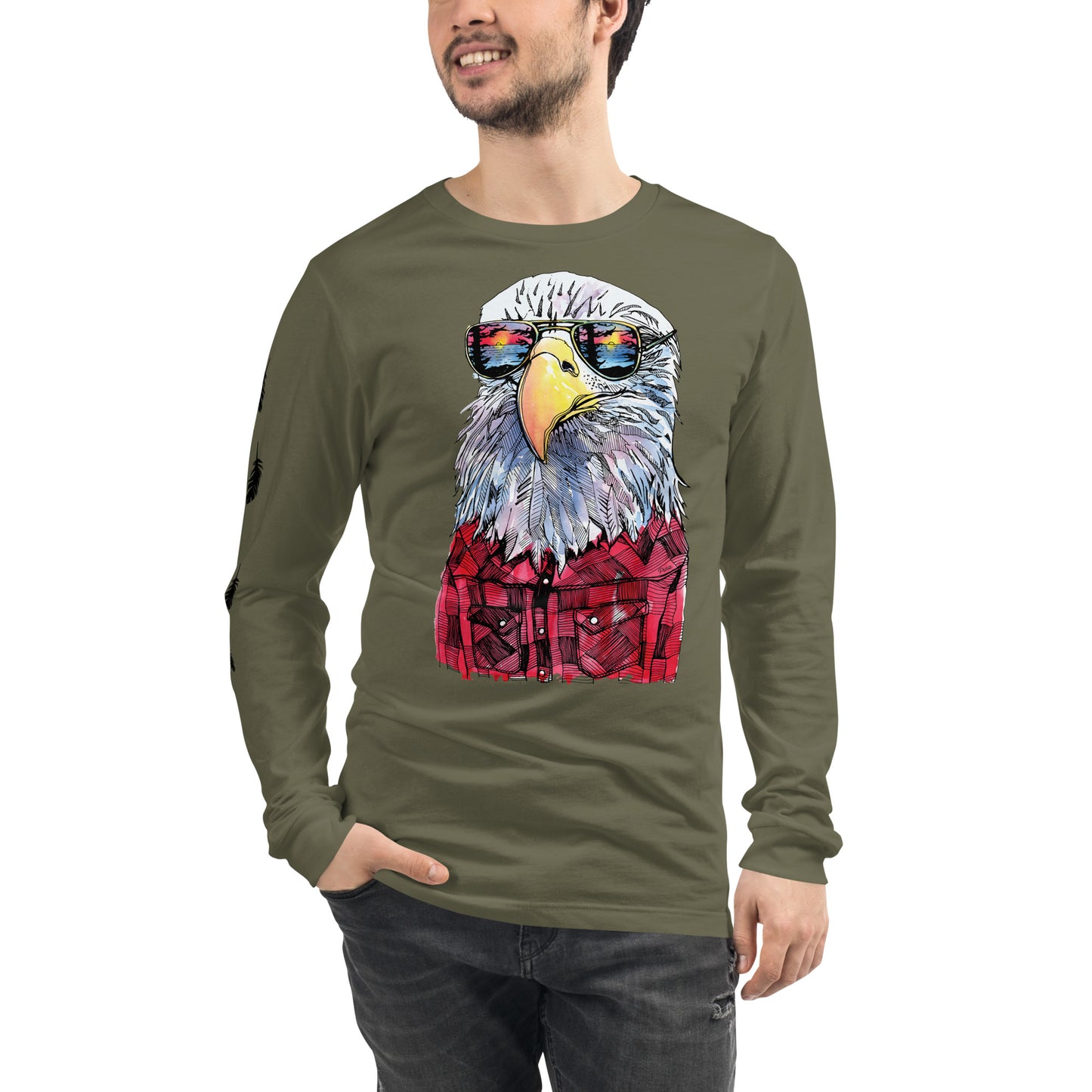 Hipster Eagle Unisex Long Sleeve Shirt
