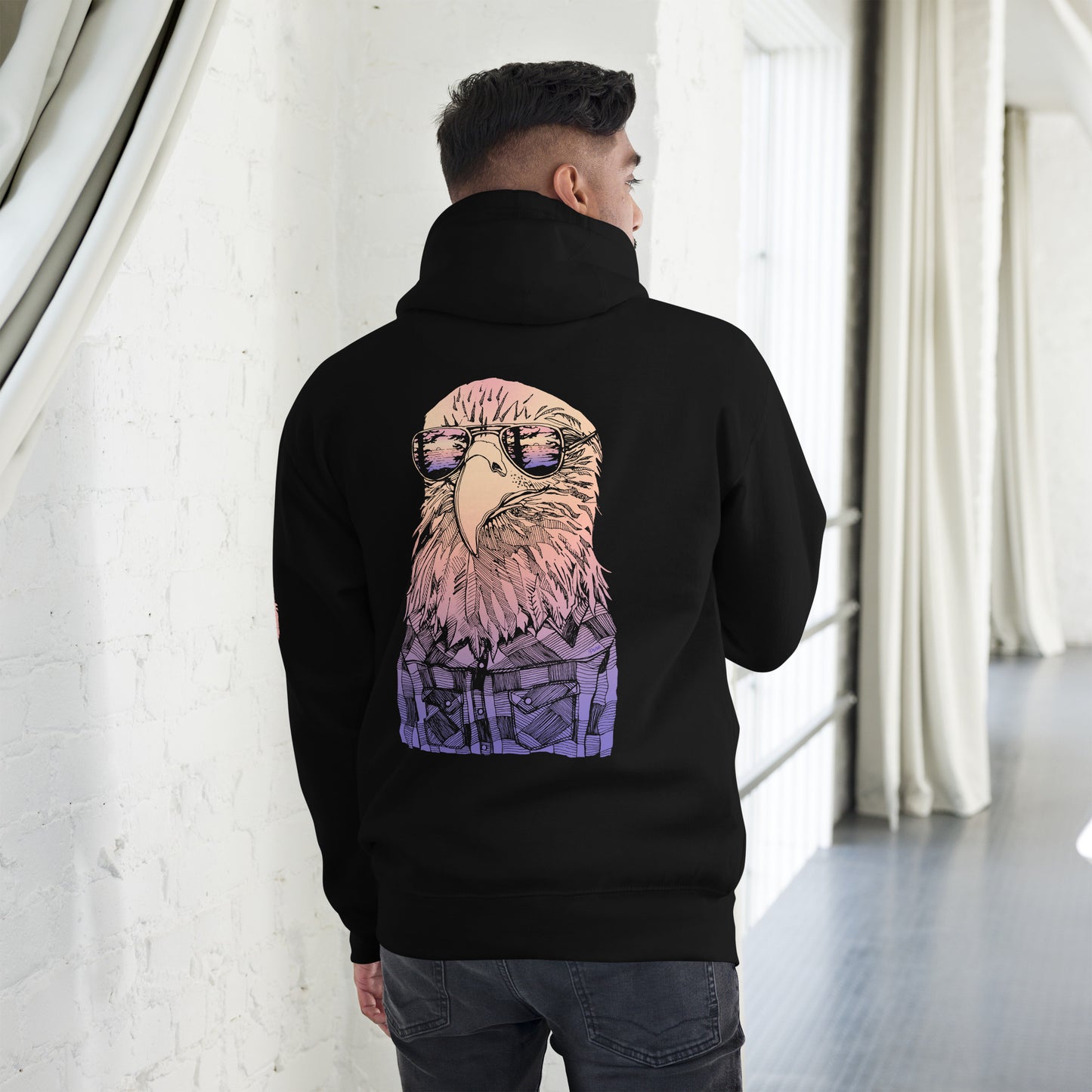 Hipster Eagle Sunset Gradient Unisex Hoodie