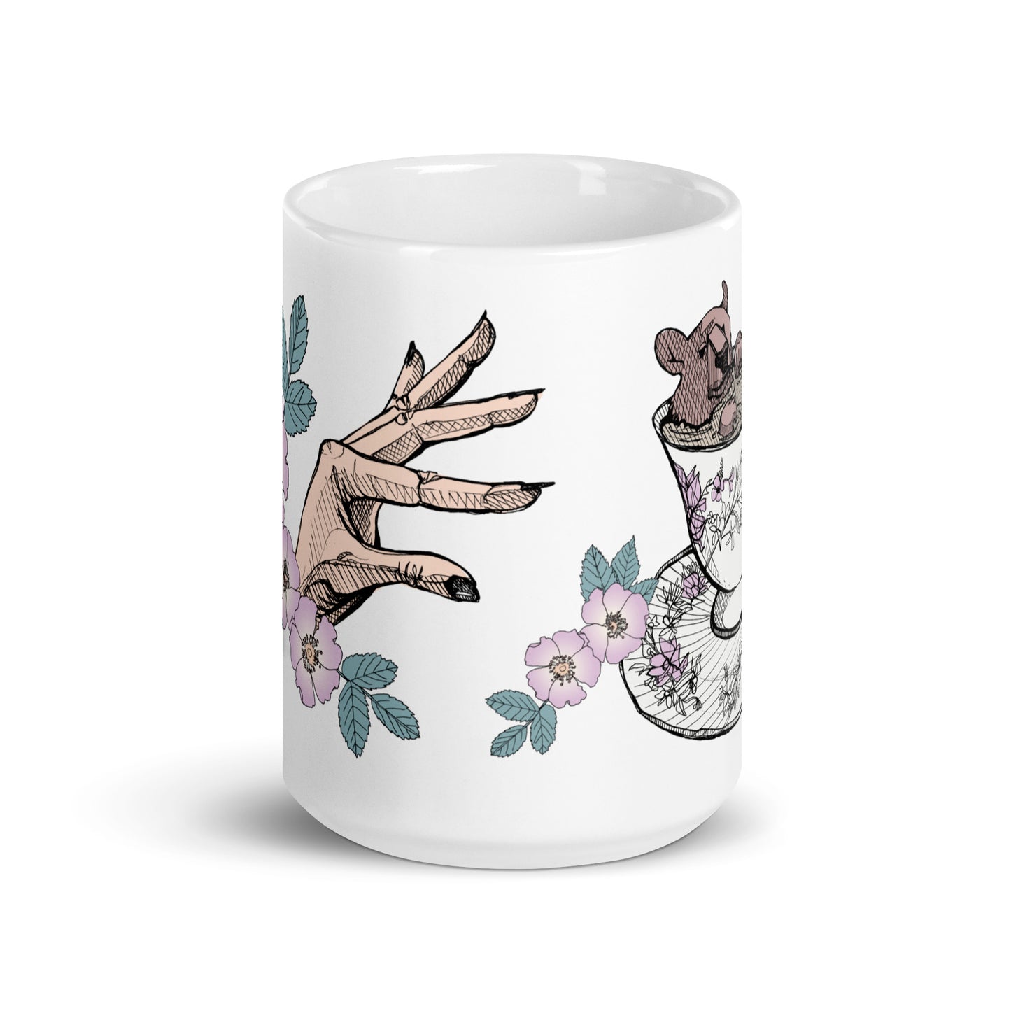 Bear in Teacup White Glossy Mug