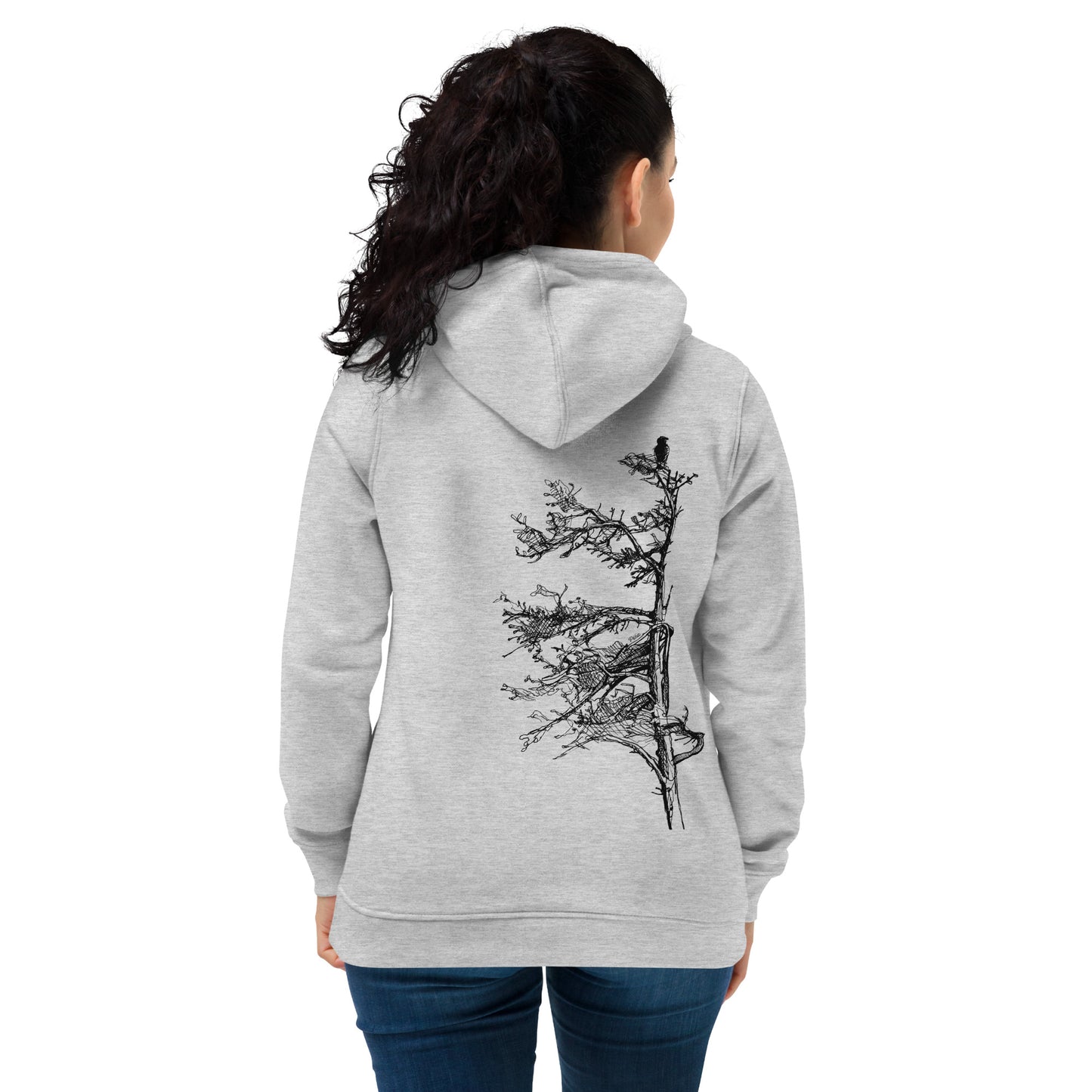 Hipster Eagle Ladies Eco Fitted Hoodie