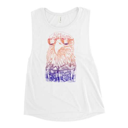 Hipster Eagle Ladies Muscle Tank