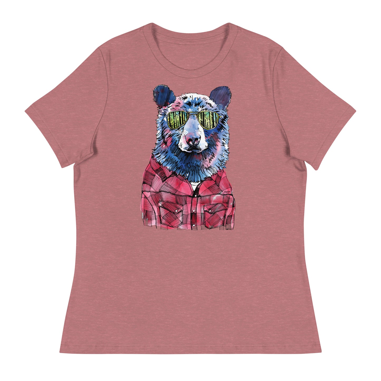 Hipster Bear in Colour Ladies Relaxed Tee