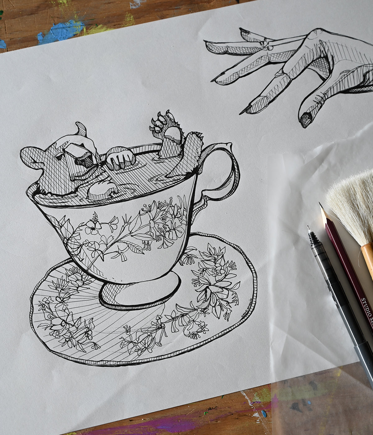 Bear In Teacup Design