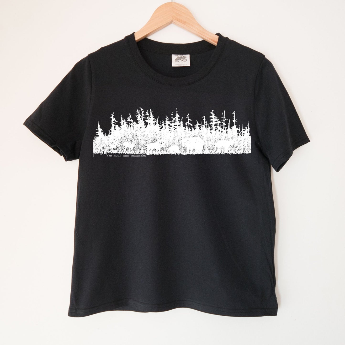 Westcoast Treeline in White Kennedy Lake Ladies Organic Cotton Tee