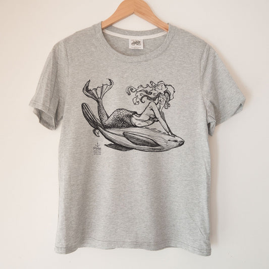 Mermaid Sealion in Black Kennedy Lake Ladies Organic Cotton Tee