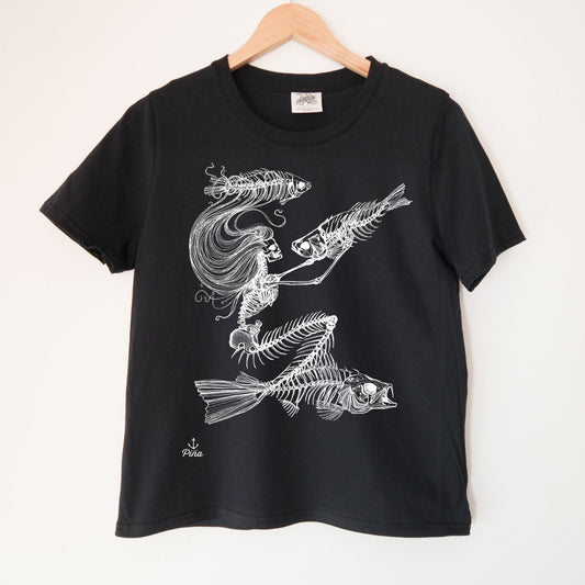 Skeleton Mermaid in White Kennedy Lake Ladies Organic Cotton Tee