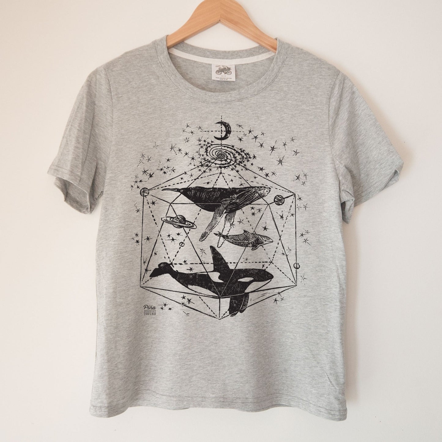 Galactic Whales in Black Kennedy Lake Ladies Organic Cotton Tee