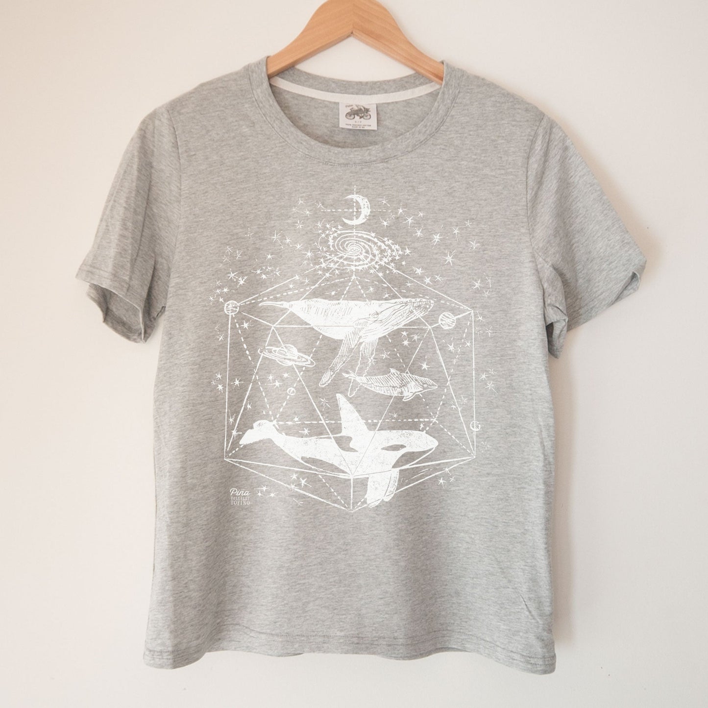 Galactic Whales in White Kennedy Lake Ladies Organic Cotton Tee